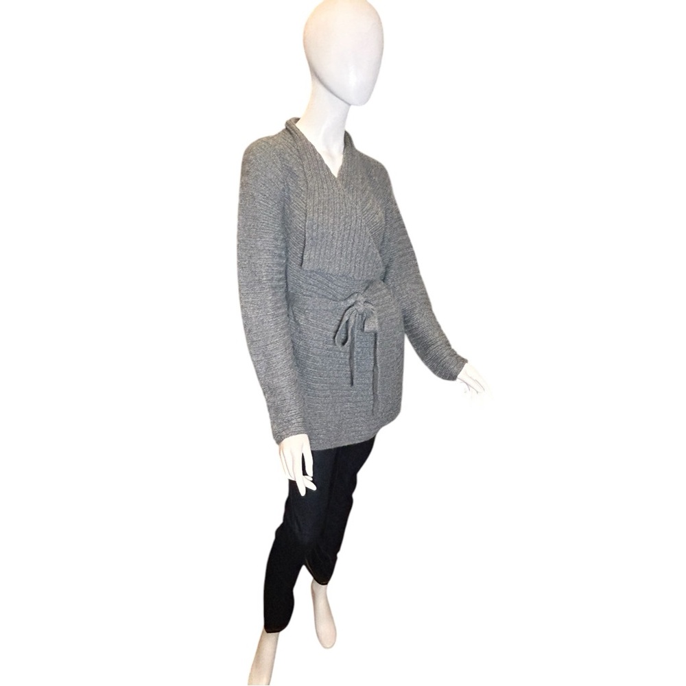 Old Navy Maternity Medium Gray Wool Blend Cardigan Sweater Tie Waist